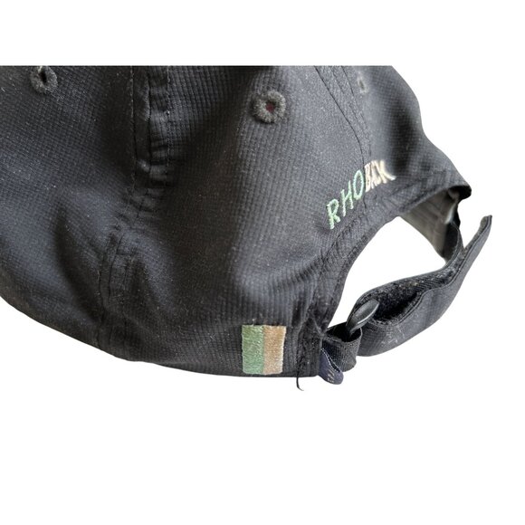 Rhoback Crave Performance Golf Cap Black Poly White Stitch Logo Adult Strapback - Picture 7 of 9